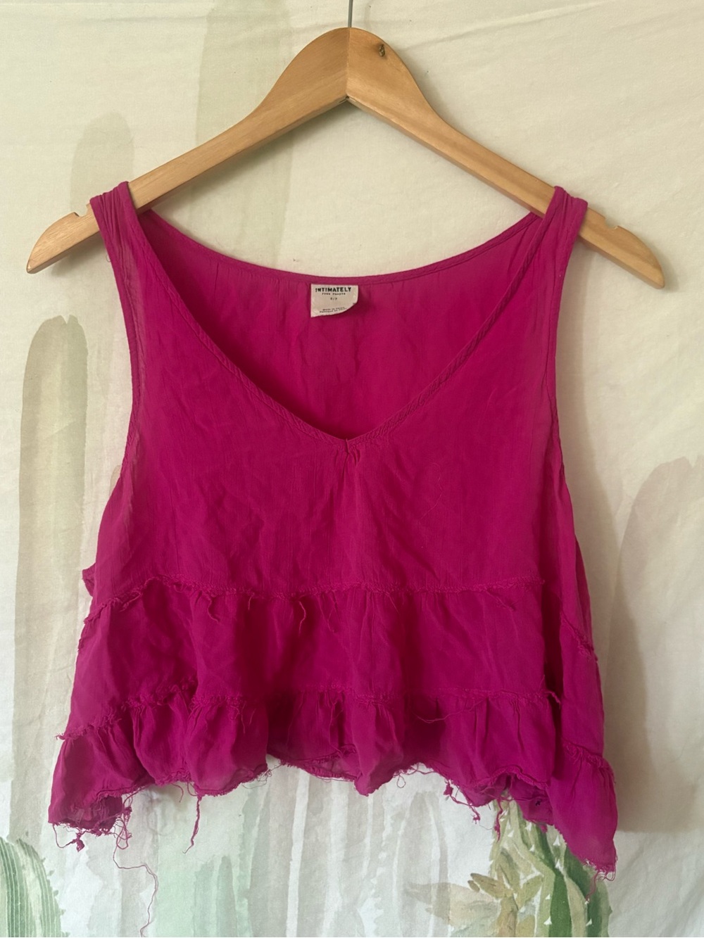Intimately by Free People Ruffle Crop Tank in Magenta 🌵Small